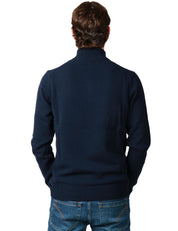 MAGLIONE UOMO MC 2 SAINT BARTH JERMYN BLU NOTTE 100% LAMBSWOOL CON MEZZA ZIP