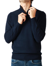 MAGLIONE UOMO MC 2 SAINT BARTH JERMYN BLU NOTTE 100% LAMBSWOOL CON MEZZA ZIP