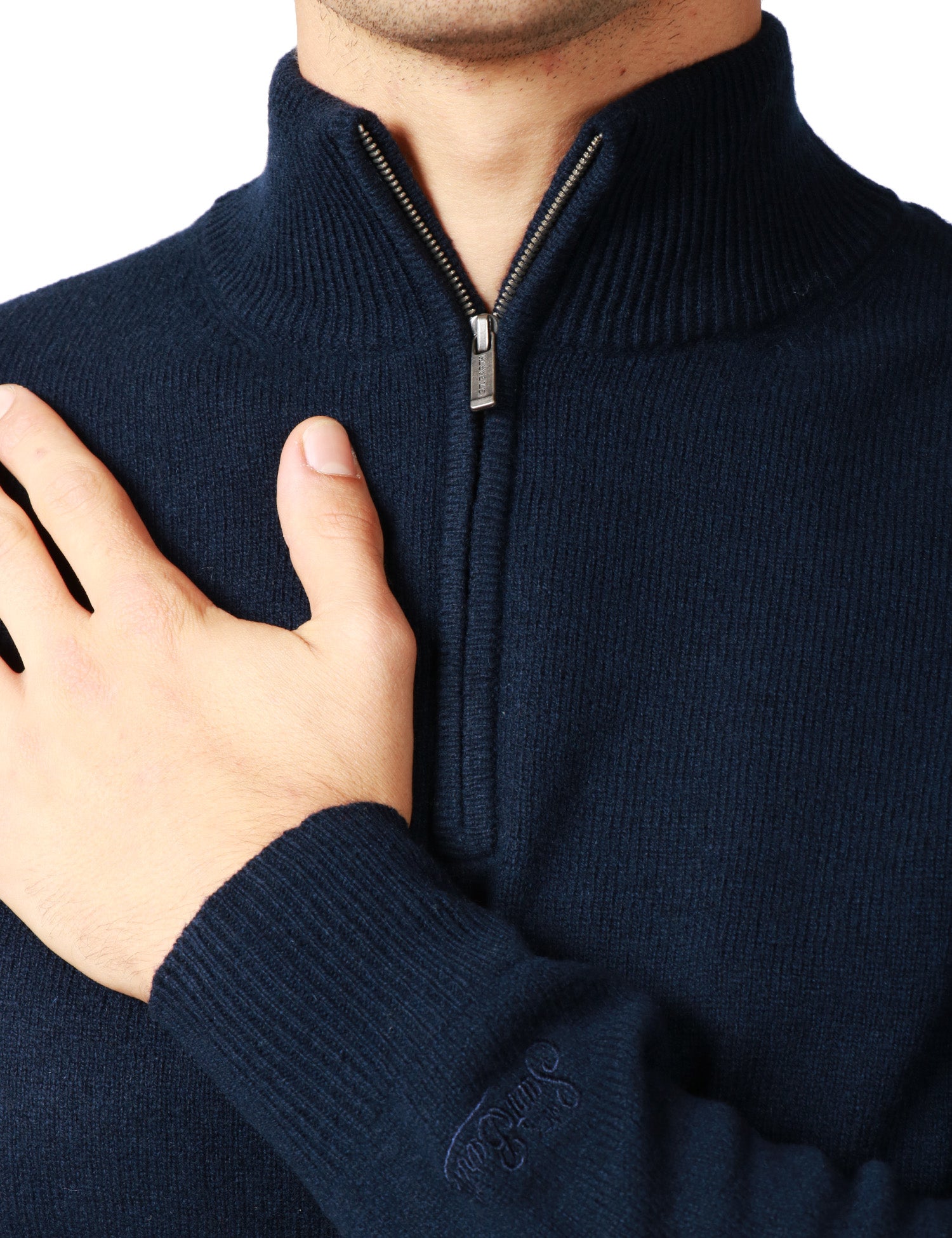 MAGLIONE UOMO MC 2 SAINT BARTH JERMYN BLU NOTTE 100% LAMBSWOOL CON MEZZA ZIP