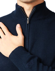 MAGLIONE UOMO MC 2 SAINT BARTH JERMYN BLU NOTTE 100% LAMBSWOOL CON MEZZA ZIP