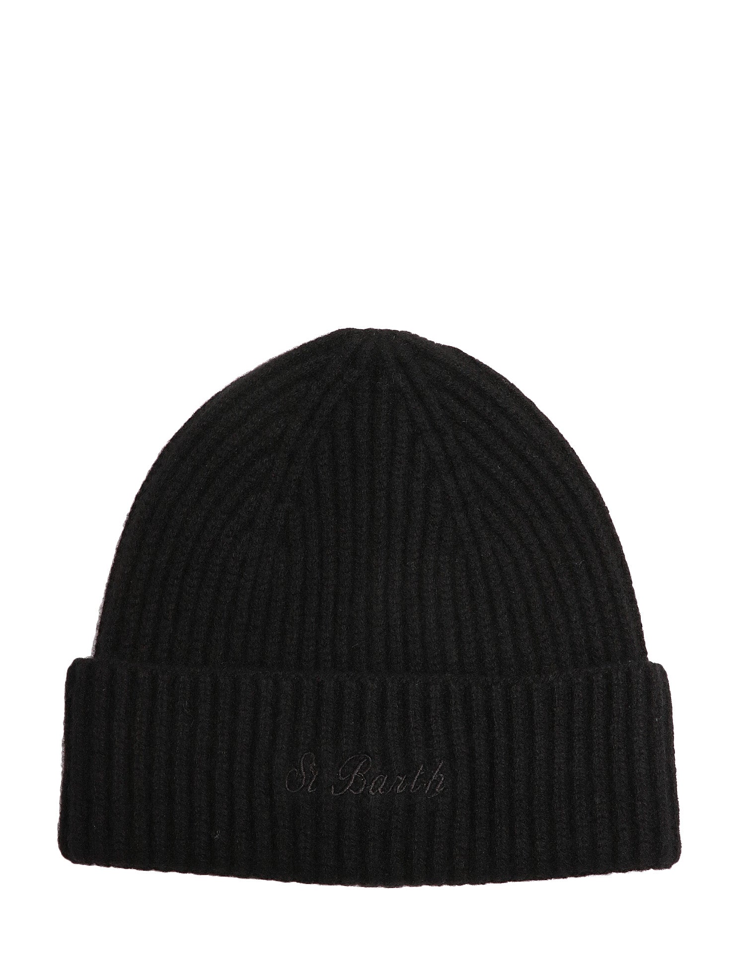 CAPPELLO DONNA MC 2 SAINT BARTH MOSS NERO IN LANA ELASTICIZZATA A COSTE CON RICAMO LOGO