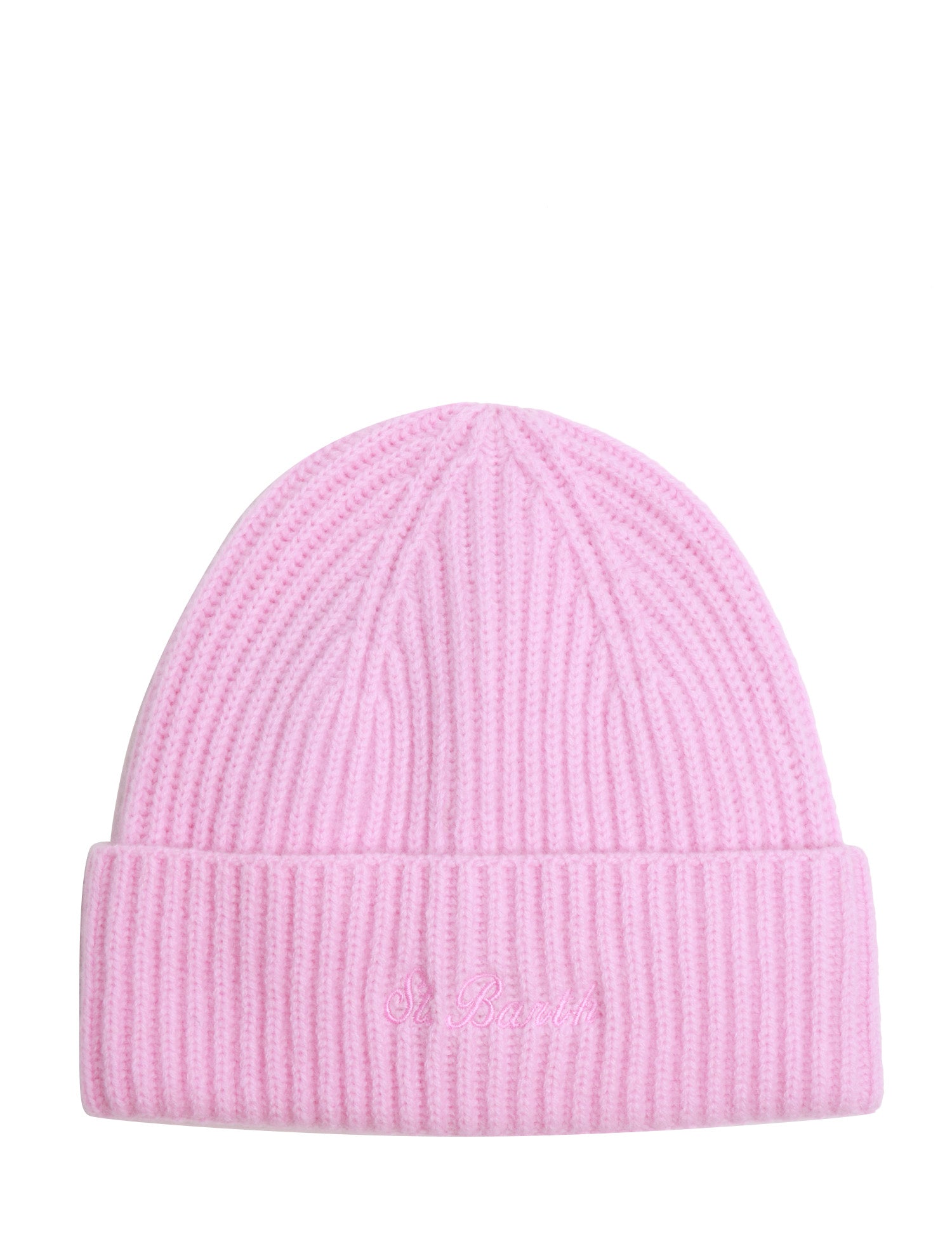 CAPPELLO MC 2 SAINT BARTH MOSS WOOL PINK IN LANA A COSTE CON LOGO RICAMATO DAVANTI