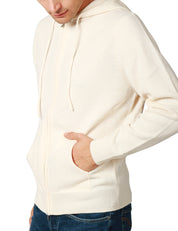 FELPA UOMO MC 2 SAINT BARTH NOTTING BIANCA CON ZIP E CAPPUCCIO 100% LAMBSWOOL