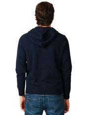 FELPA UOMO MC 2 SAINT BARTH NOTTING BLU CON ZIP E CAPPUCCIO 100% LAMBSWOOL