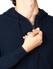 FELPA UOMO MC 2 SAINT BARTH NOTTING BLU CON ZIP E CAPPUCCIO 100% LAMBSWOOL