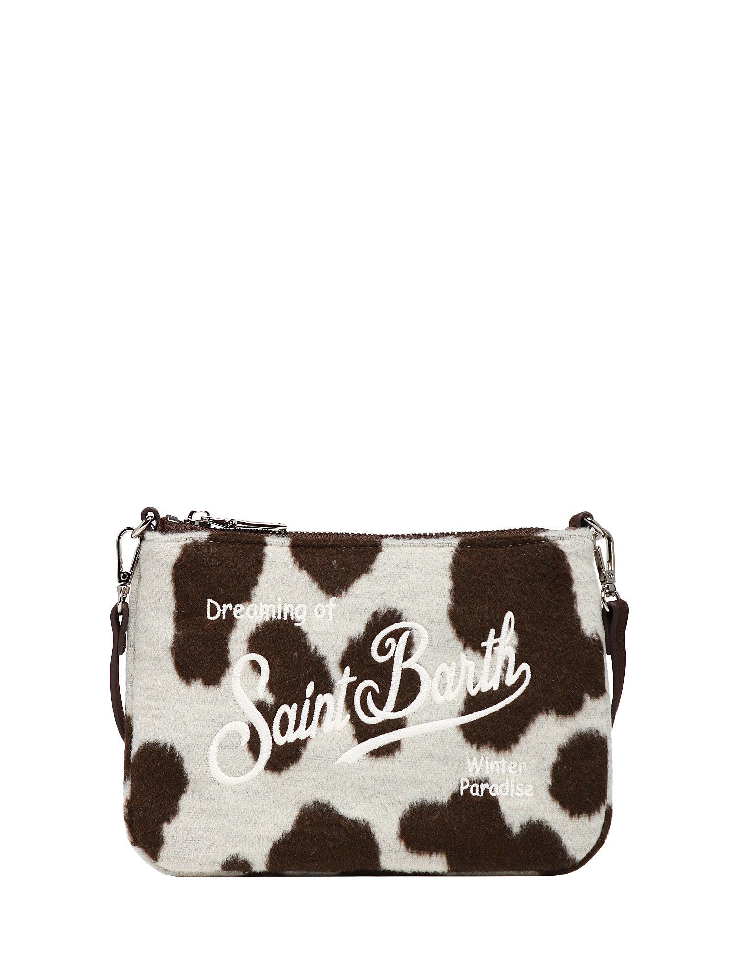 BORSETTA MC 2 SAINT BARTH PARISIENNE MUCCATA IN MISTO LANA CON LOGO RICAMATO E TRACOLLA REMOVIBILE