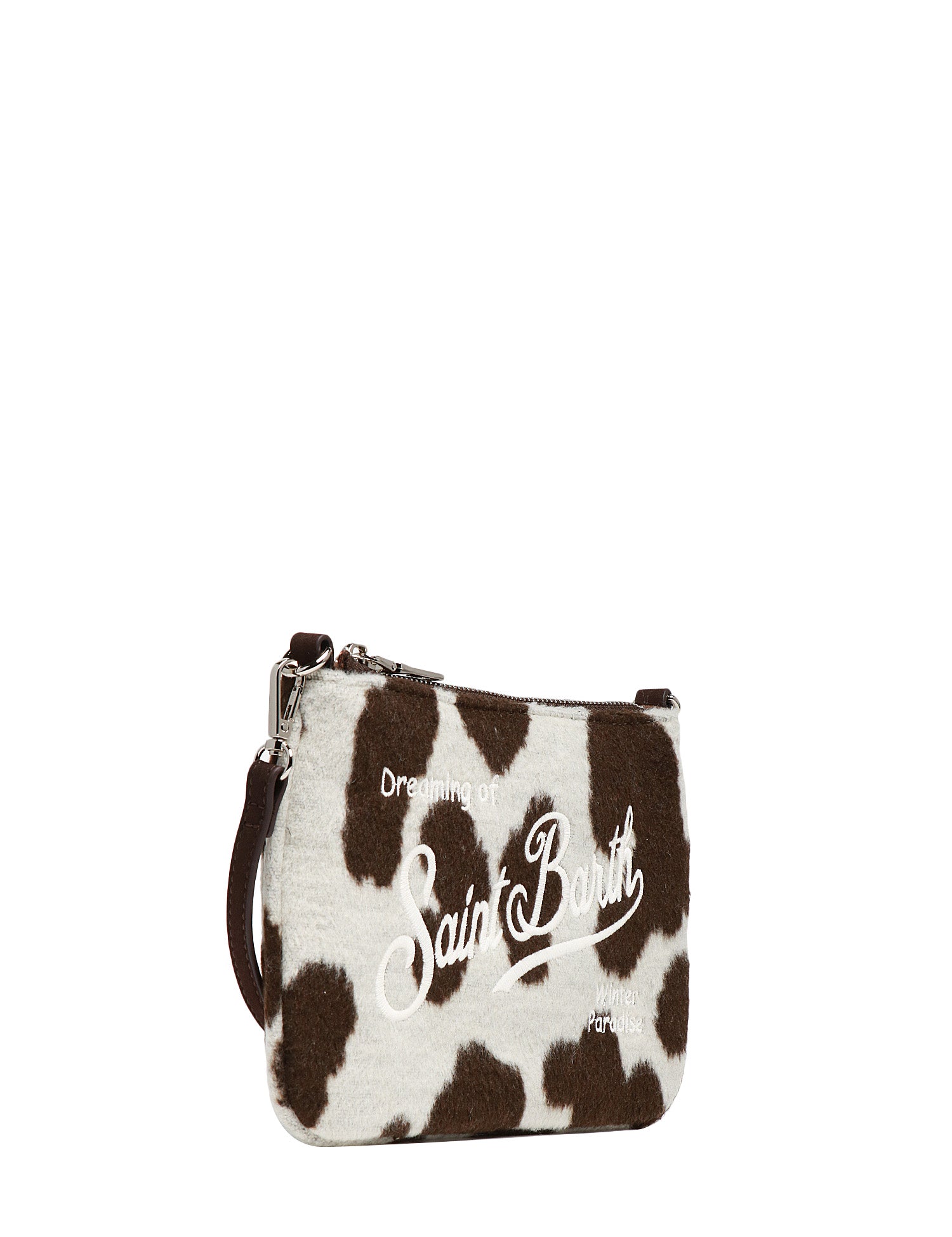 BORSETTA MC 2 SAINT BARTH PARISIENNE MUCCATA IN MISTO LANA CON LOGO RICAMATO E TRACOLLA REMOVIBILE