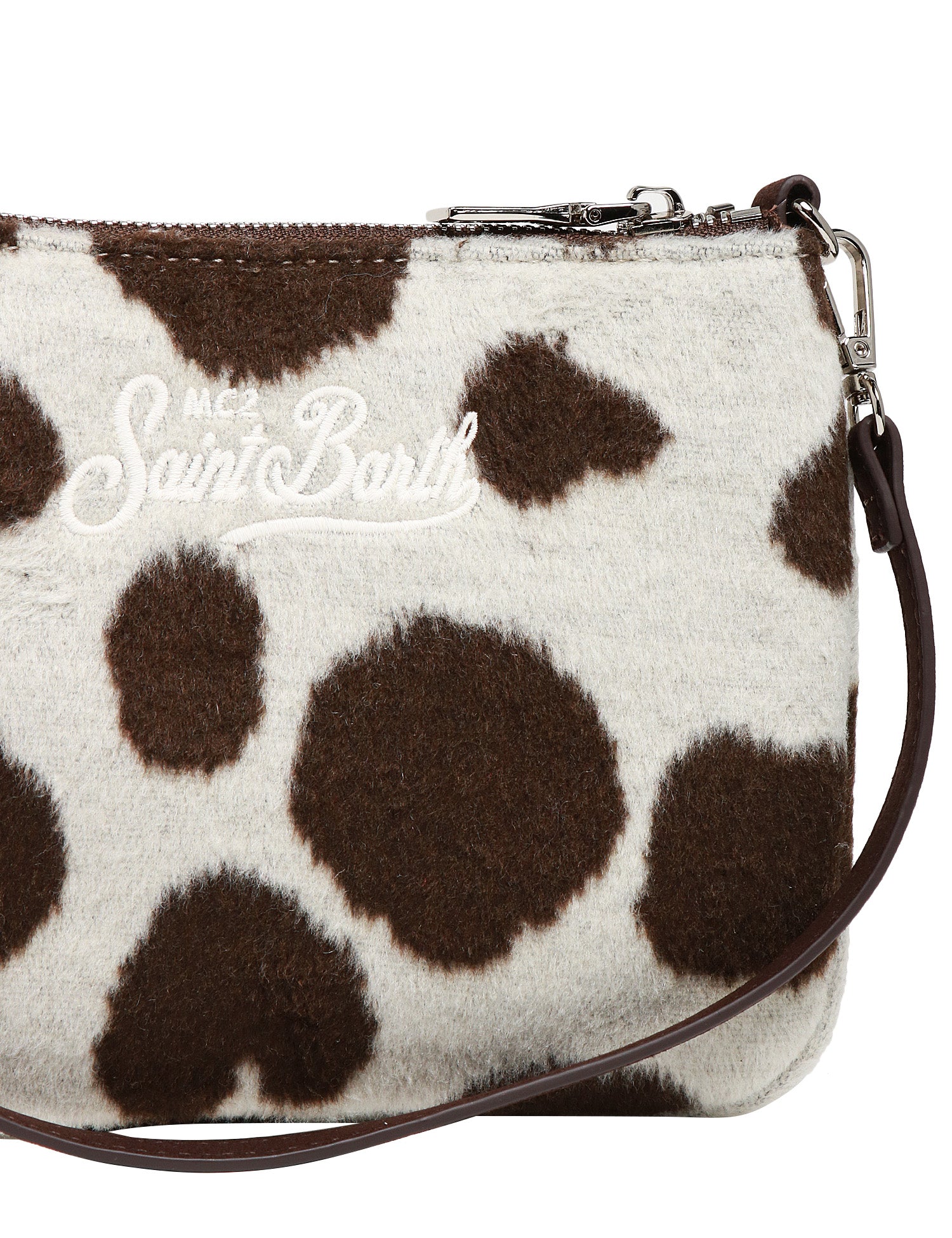 BORSETTA MC 2 SAINT BARTH PARISIENNE MUCCATA IN MISTO LANA CON LOGO RICAMATO E TRACOLLA REMOVIBILE