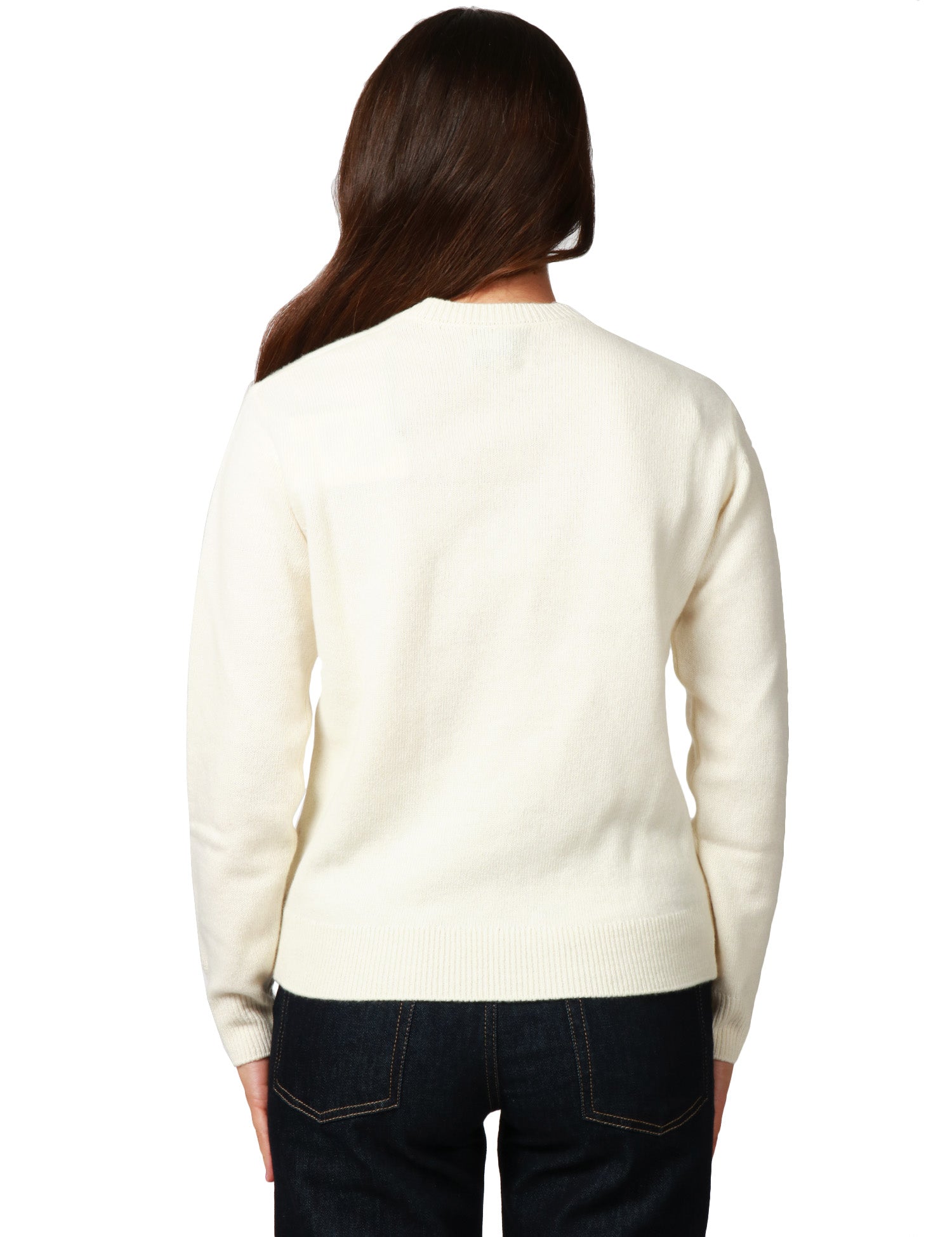MAGLIONE DONNA MC 2 SAINT BARTH WHITE CON RICAMO LUREX "GOSSIP GIRL" IN MISTO CASHMERE