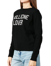MAGLIONE DONNA MC 2 SAINT BARTH NERO CON STAMPA "BOLLICINE LOVER" IN MISTO CASHMERE