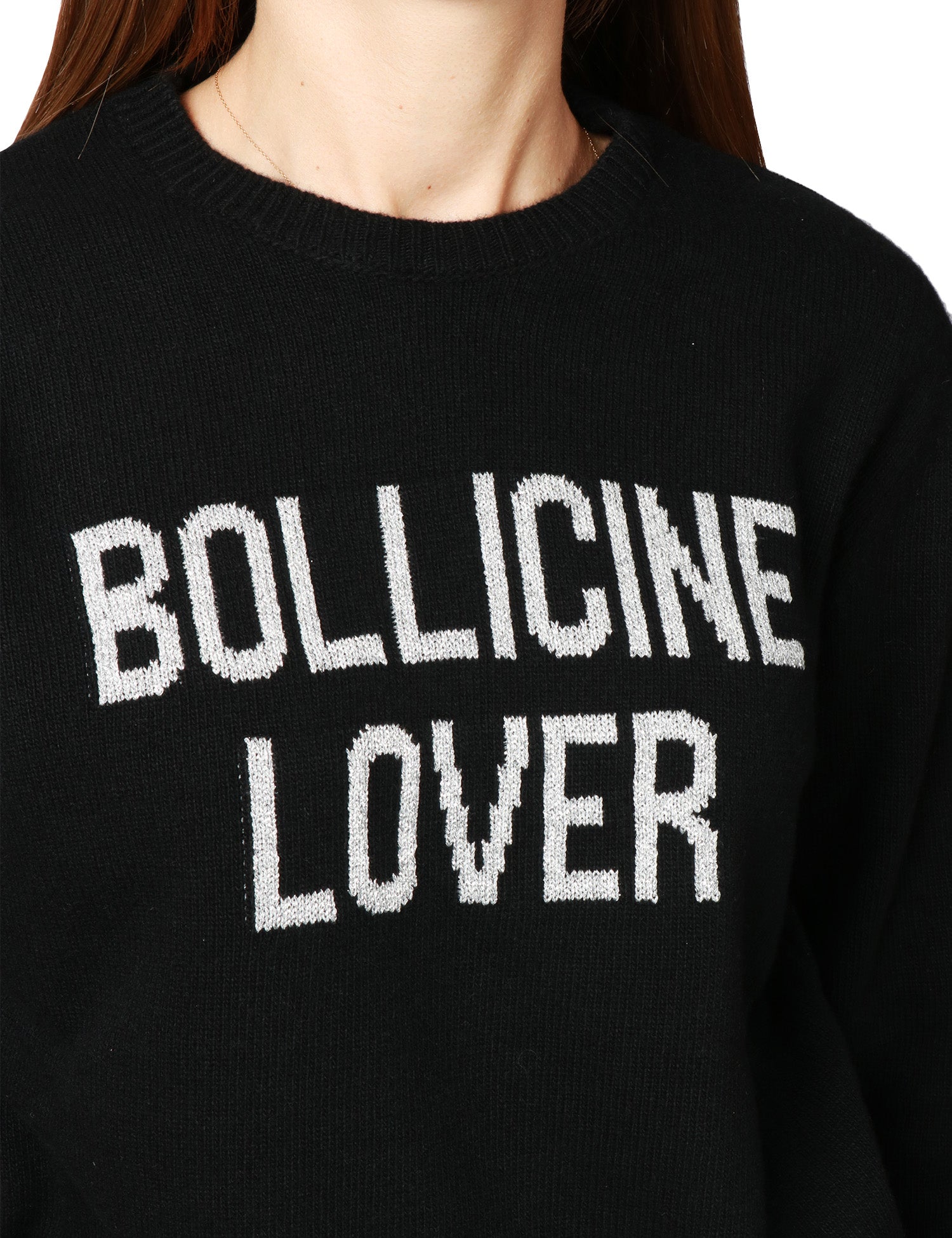 MAGLIONE DONNA MC 2 SAINT BARTH NERO CON STAMPA "BOLLICINE LOVER" IN MISTO CASHMERE