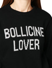 MAGLIONE DONNA MC 2 SAINT BARTH NERO CON STAMPA "BOLLICINE LOVER" IN MISTO CASHMERE