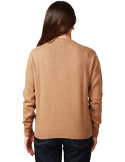 MAGLIONE DONNA MC 2 SAINT BARTH CAMEL CON SCRITTA "ESAURITA" IN MISTO CASHMERE