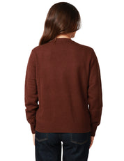 MAGLIONE DONNA MC 2 SAINT BARTH BROWN CON STAMPA SNOOPY E RICAMO "PARLAMI DOPO IL CAFFè"