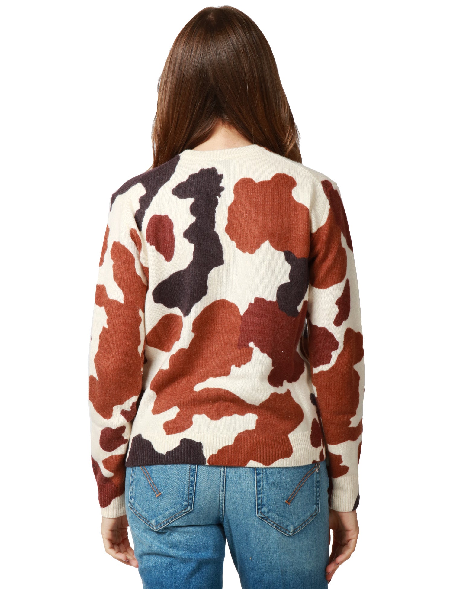 MAGLIONE DONNA MC 2 SAINT BARTH BIANCO STAMPA COW GIROCOLLO