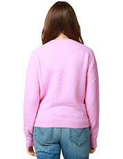MAGLIA DONNA MC 2 SAINT BARTH ROSA BUBBLE GIROCOLLO IN MISTO LANA MERINO E ALPACA CON SCRITTA JACQUARD "BEST MUM"