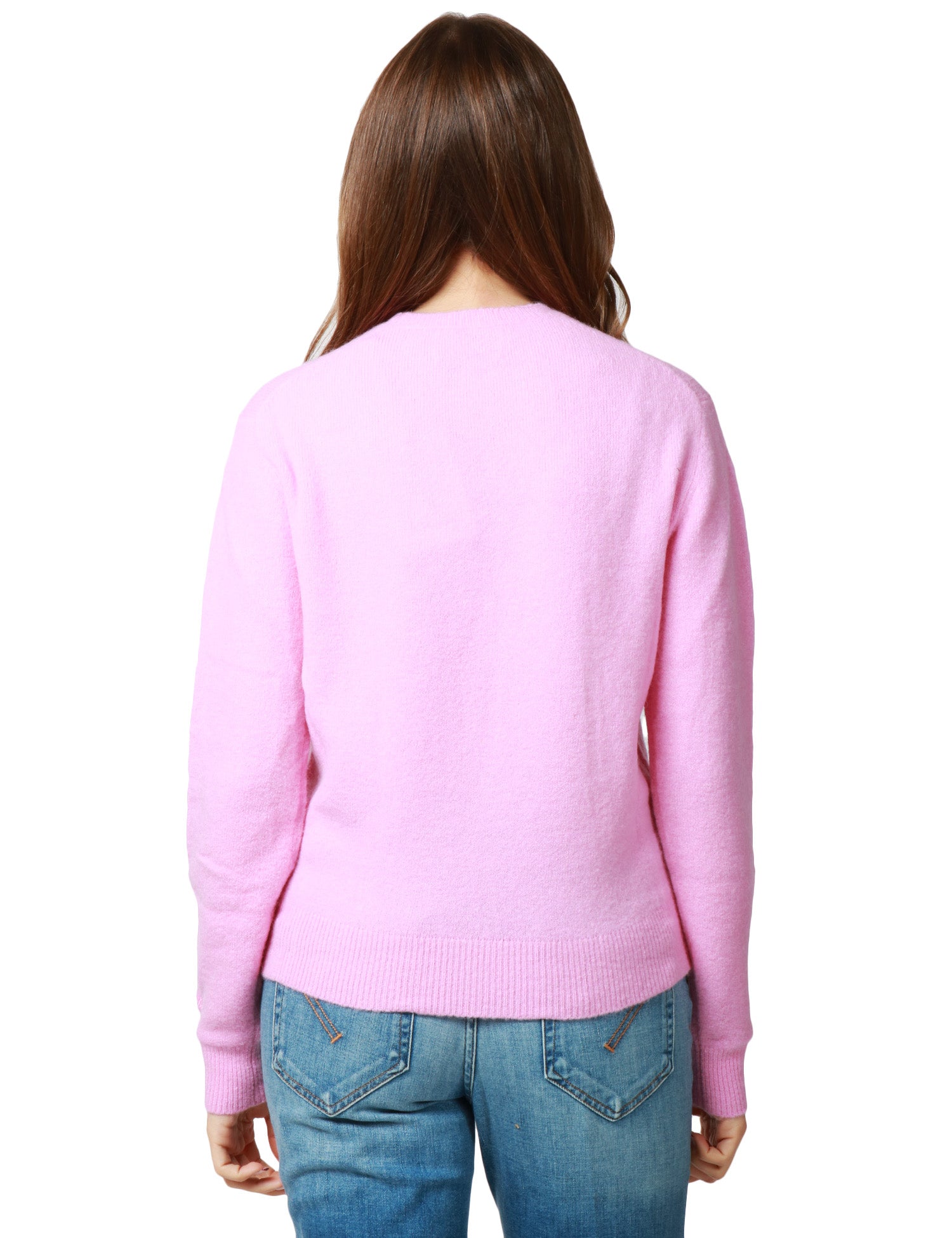 MAGLIONE DONNA MC 2 SAINT BARTH ROSA BUBBLE GIROCOLLO IN MISTO LANA MERINO E ALPACA CON RICAMO "NON SMETTO DI SPLENDERE"