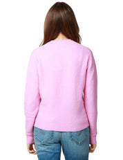 MAGLIONE DONNA MC 2 SAINT BARTH ROSA BUBBLE GIROCOLLO IN MISTO LANA MERINO E ALPACA CON RICAMO "NON SMETTO DI SPLENDERE"