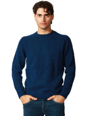MAGLIONE UOMO MC 2 SAINT BARTH REGENT BLU NAVY GIROCOLLO IN MISTO ALPACA CON RICAMO LOGO SUL POLSO