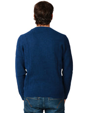 MAGLIONE UOMO MC 2 SAINT BARTH REGENT BLU NAVY GIROCOLLO IN MISTO ALPACA CON RICAMO LOGO SUL POLSO
