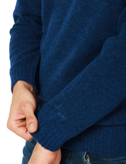 MAGLIONE UOMO MC 2 SAINT BARTH REGENT BLU NAVY GIROCOLLO IN MISTO ALPACA CON RICAMO LOGO SUL POLSO