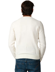 MAGLIONE UOMO MC 2 SAINT BARTH REGENT BIANCO GIROCOLLO IN MISTO ALPACA CON RICAMO LOGO SUL POLSO