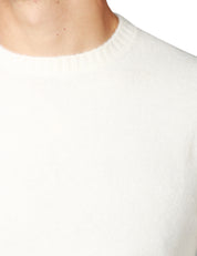 MAGLIONE UOMO MC 2 SAINT BARTH REGENT BIANCO GIROCOLLO IN MISTO ALPACA CON RICAMO LOGO SUL POLSO
