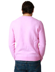 MAGLIONE UOMO MC 2 SAINT BARTH REGENT ROSA GIROCOLLO IN MISTO ALPACA CON RICAMO LOGO SUL POLSO