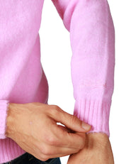 MAGLIONE UOMO MC 2 SAINT BARTH REGENT ROSA GIROCOLLO IN MISTO ALPACA CON RICAMO LOGO SUL POLSO
