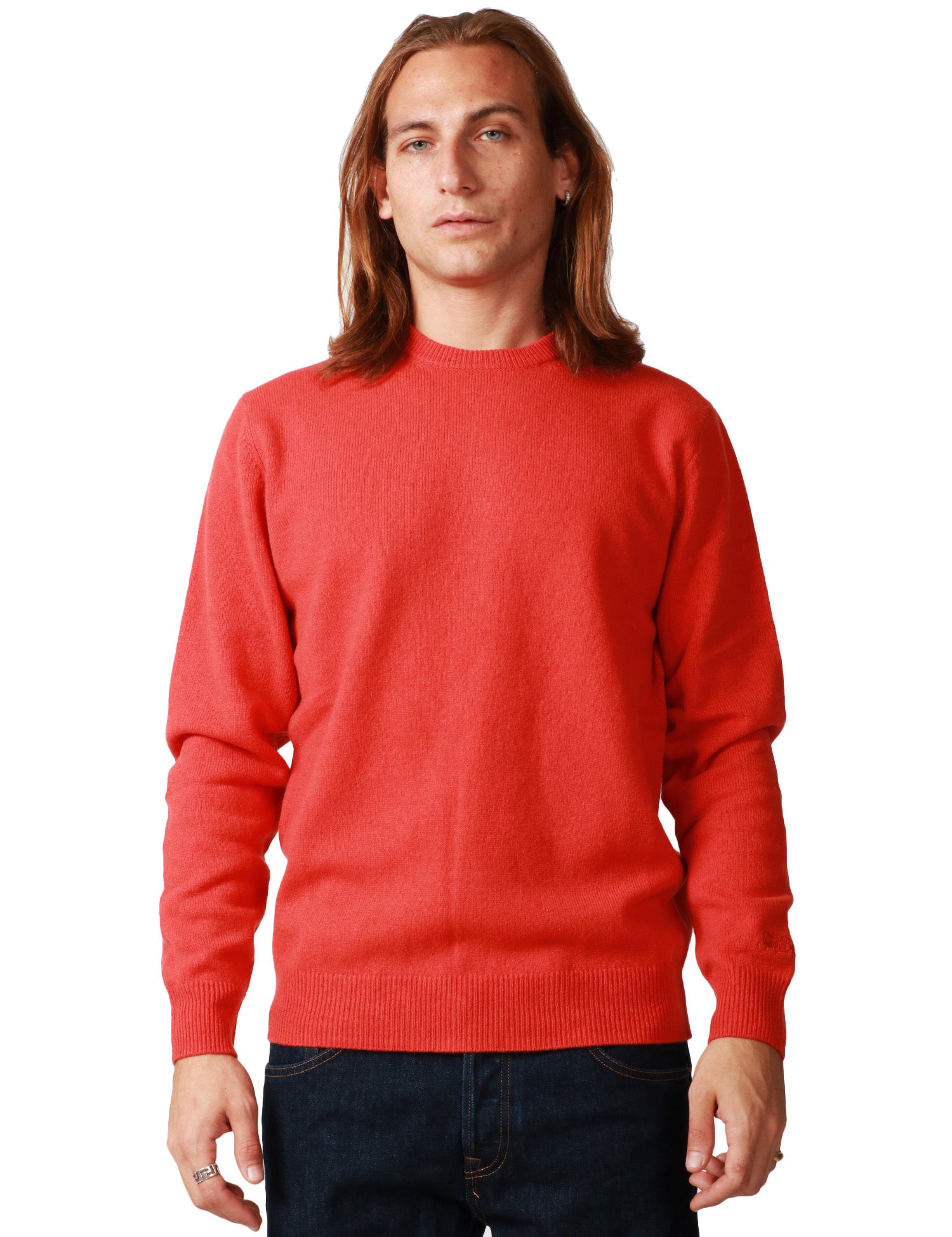 MAGLIONE UOMO MC 2 SAINT BARTH REGENT ORANGE GIROCOLLO IN LANA D'AGNELLO