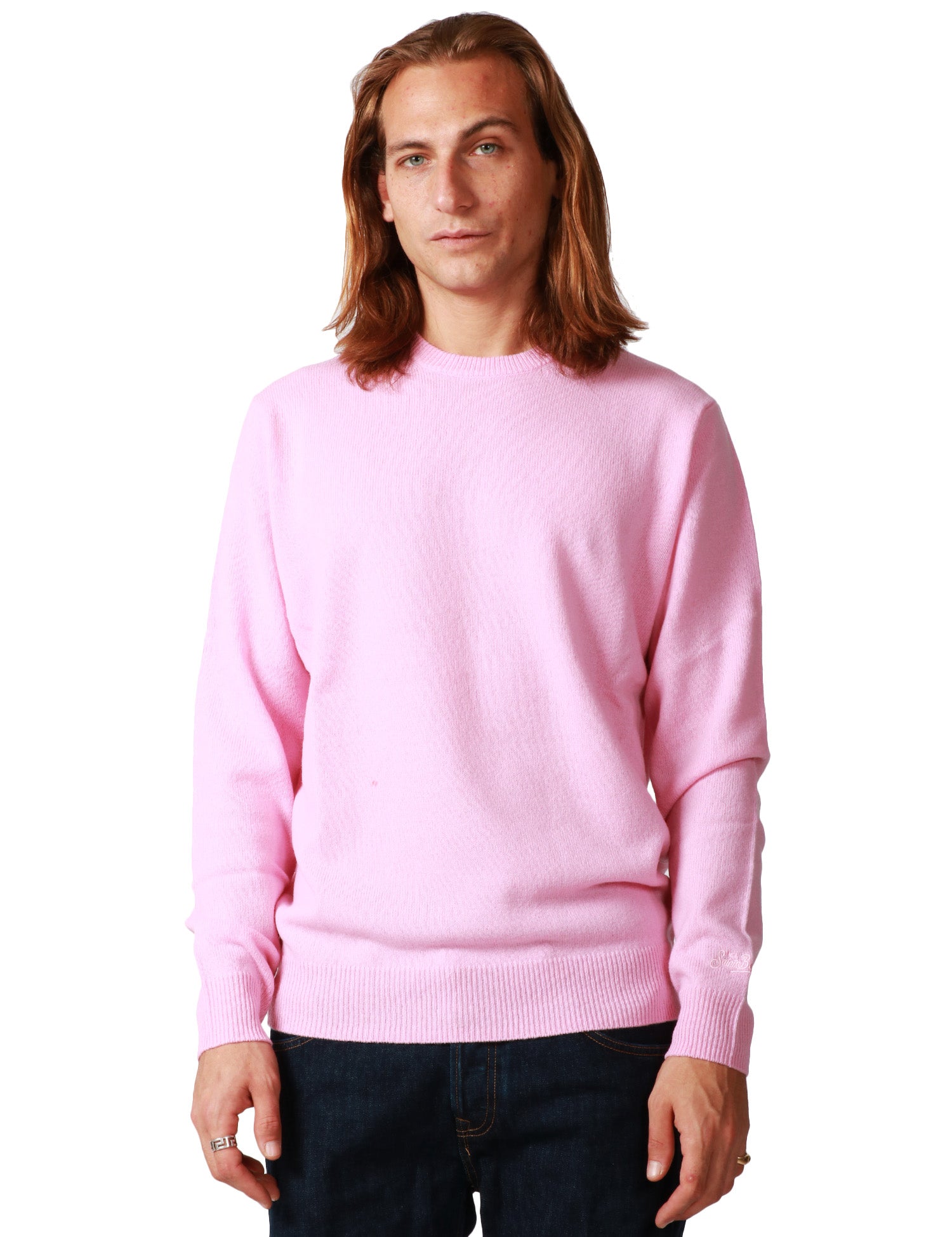 MAGLIONE UOMO MC 2 SAINT BARTH REGENT PINK GIROCOLLO IN LANA D'AGNELLO