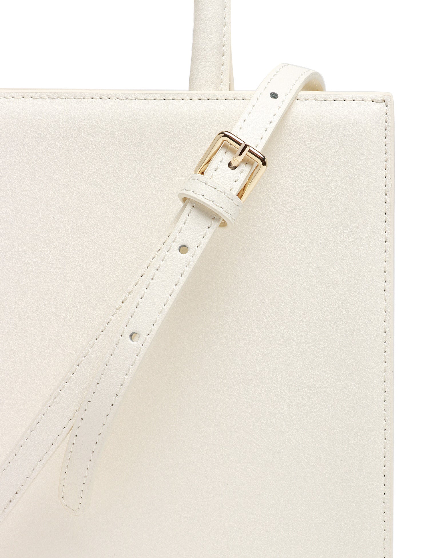BORSA DONNA MC 2 SAINT BARTH SHOP BAG OFF WHITE IN PELLE LISCIA CON LOGO METALLICO FRONTALE
