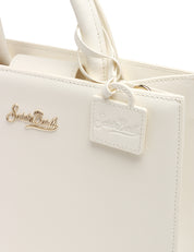 BORSA DONNA MC 2 SAINT BARTH SHOP BAG OFF WHITE IN PELLE LISCIA CON LOGO METALLICO FRONTALE