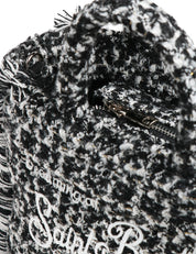 BORSA DONNA MC 2 SAINT BARTH VANITY MINI TWEED NERA CON LOGO RICAMATO E FRANGE