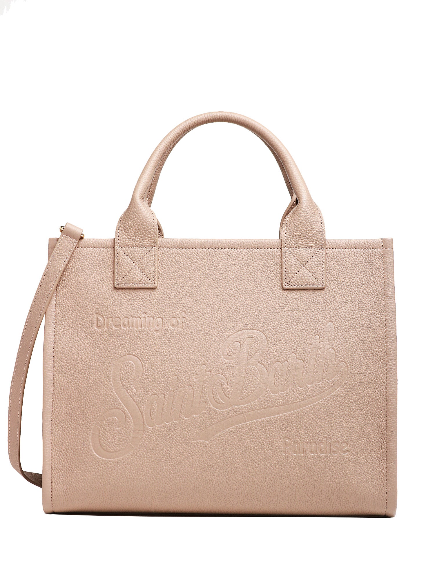 BORSA MC 2 SAINT BARTH VANITY BAG LARGE BEIGE IN PELLE MARTELLATA CON LOGO IMPRESSO A CALDO