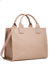 BORSA MC 2 SAINT BARTH VANITY BAG LARGE BEIGE IN PELLE MARTELLATA CON LOGO IMPRESSO A CALDO