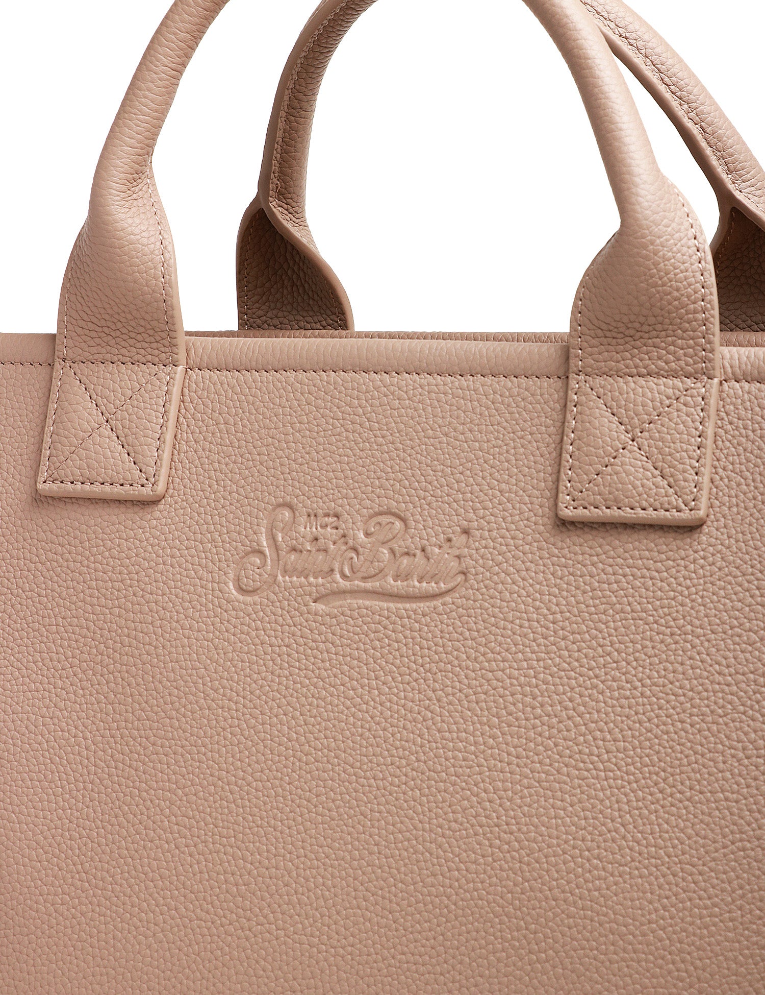 BORSA MC 2 SAINT BARTH VANITY BAG LARGE BEIGE IN PELLE MARTELLATA CON LOGO IMPRESSO A CALDO