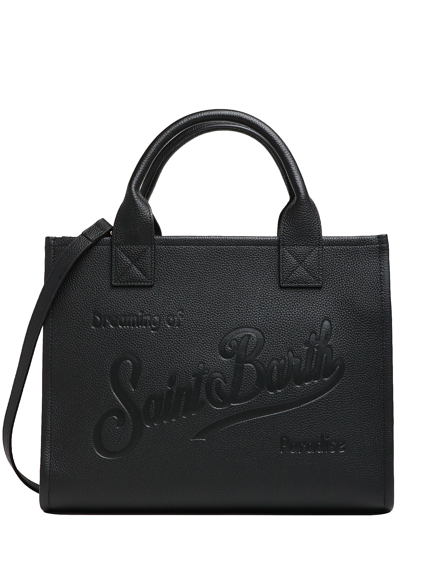 BORSA MC 2 SAINT BARTH VANITY BAG LARGE NERA IN PELLE MARTELLATA CON LOGO IMPRESSO A CALDO