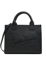 BORSA MC 2 SAINT BARTH VANITY BAG LARGE NERA IN PELLE MARTELLATA CON LOGO IMPRESSO A CALDO