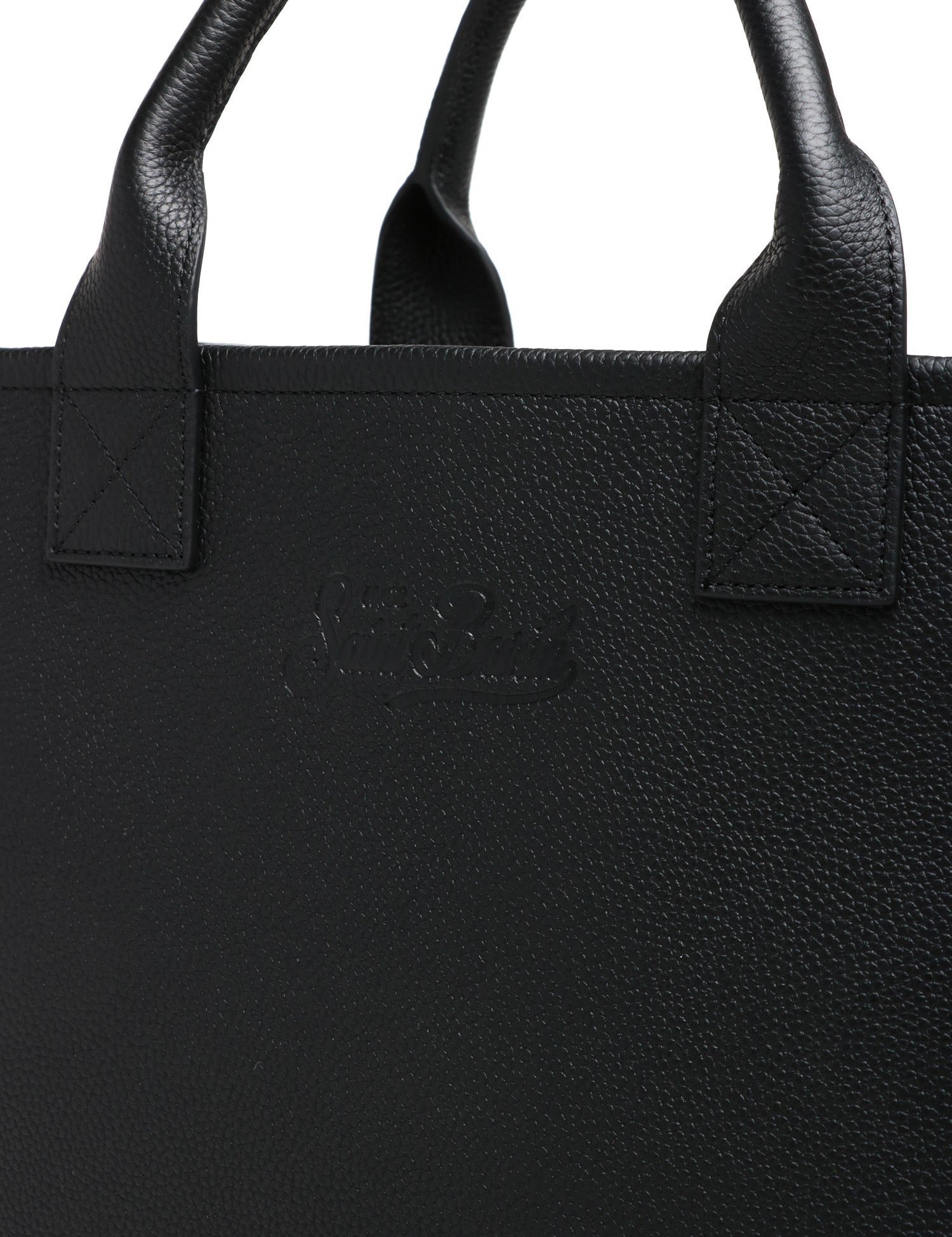 BORSA MC 2 SAINT BARTH VANITY BAG LARGE NERA IN PELLE MARTELLATA CON LOGO IMPRESSO A CALDO