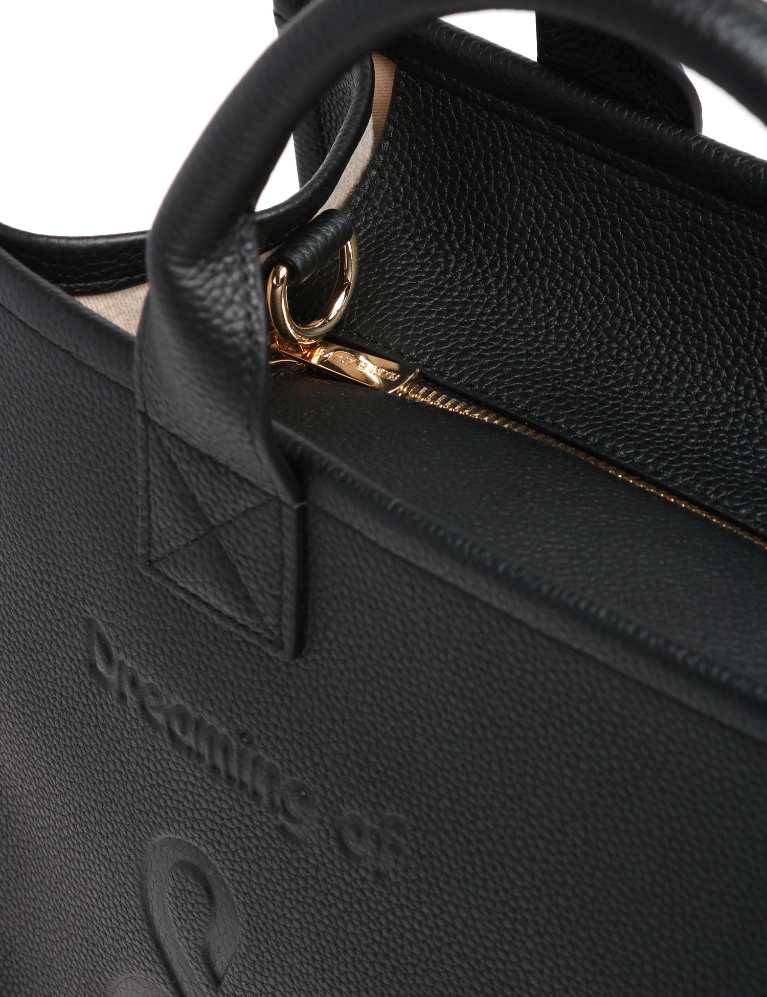 BORSA MC 2 SAINT BARTH VANITY BAG LARGE NERA IN PELLE MARTELLATA CON LOGO IMPRESSO A CALDO