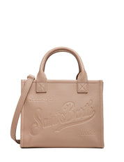 BORSA DONNA MC 2 SAINT BARTH VANITY BAG MIDI NOCCIOLA IN PELLE MARTELLATA CON LOGO IMPRESSO A CALDO E MANICI