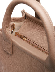 BORSA DONNA MC 2 SAINT BARTH VANITY BAG MIDI NOCCIOLA IN PELLE MARTELLATA CON LOGO IMPRESSO A CALDO E MANICI