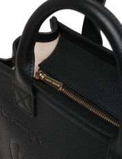 BORSA DONNA MC 2 SAINT BARTH VANITY BAG MIDI NERA IN PELLE MARTELLATA CON LOGO IMPRESSO A CALDO E MANICI