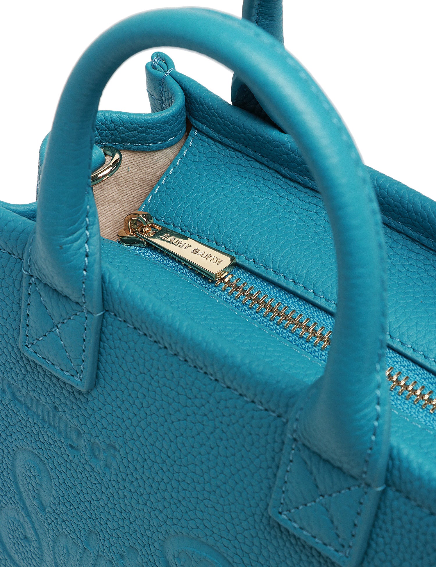 BORSA DONNA MC 2 SAINT BARTH VANITY BAG MINI OTTANIO IN PELLE MARTELLATA CON LOGO IMPRESSO A CALDO E MANICI