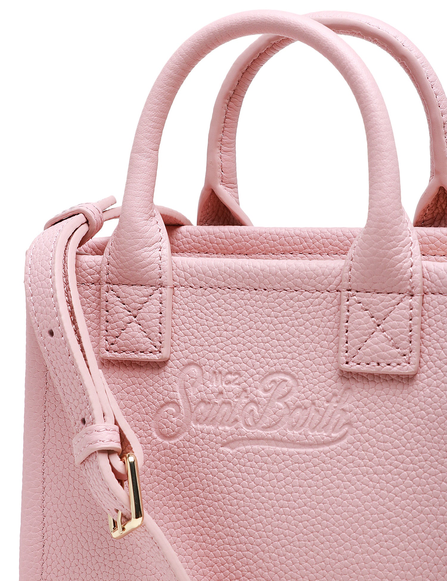 BORSA DONNA MC 2 SAINT BARTH VANITY BAG MINI ROSA IN PELLE MARTELLATA CON LOGO IMPRESSO A CALDO E MANICI
