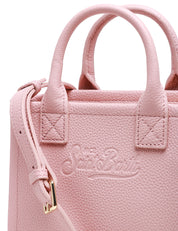 BORSA DONNA MC 2 SAINT BARTH VANITY BAG MINI ROSA IN PELLE MARTELLATA CON LOGO IMPRESSO A CALDO E MANICI