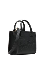 BORSA MC 2 SAINT BARTH VANITY BAG MINI NERA IN PELLE MARTELLATA CON LOGO IMPRESSO A CALDO