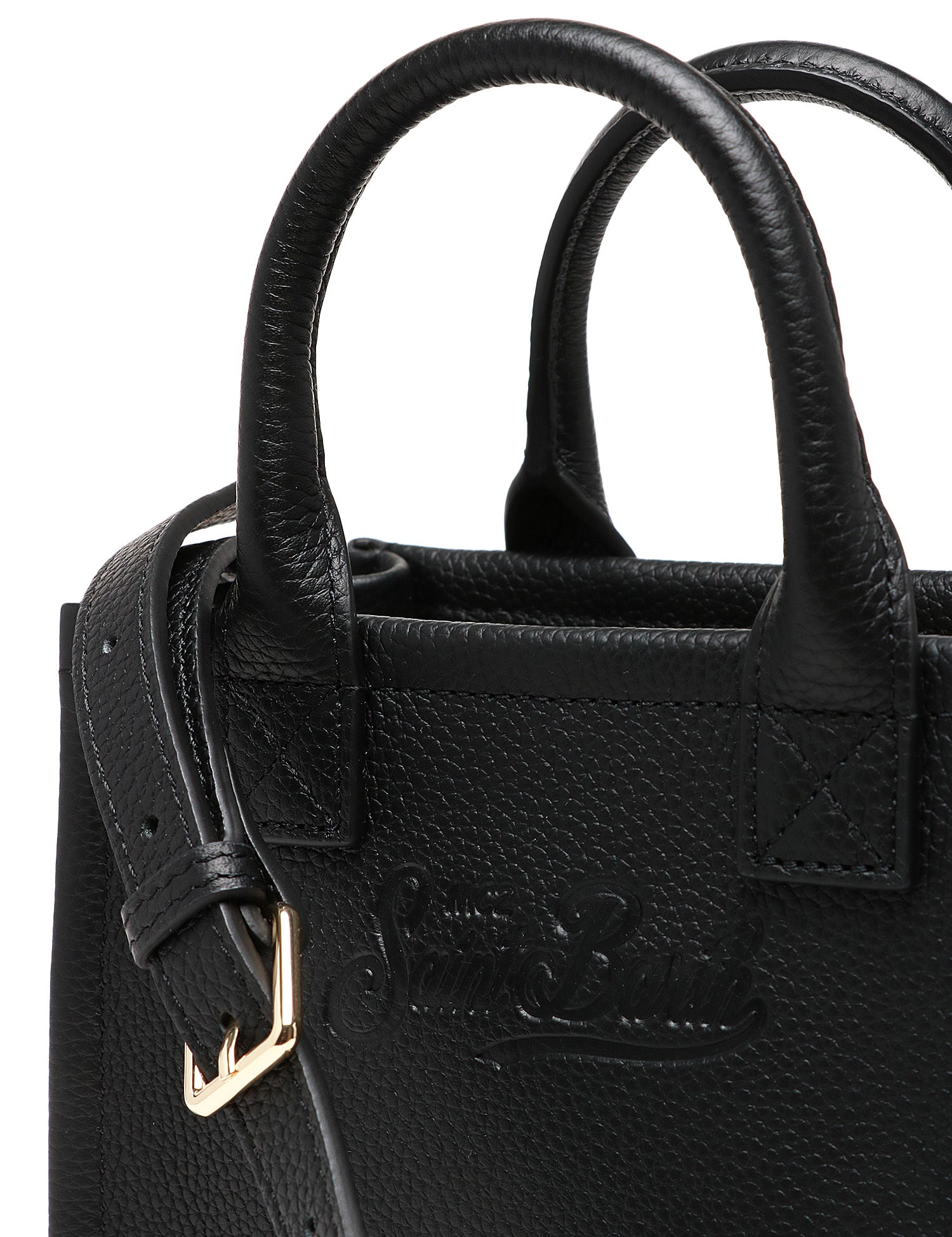 BORSA MC 2 SAINT BARTH VANITY BAG MINI NERA IN PELLE MARTELLATA CON LOGO IMPRESSO A CALDO