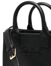 BORSA MC 2 SAINT BARTH VANITY BAG MINI NERA IN PELLE MARTELLATA CON LOGO IMPRESSO A CALDO